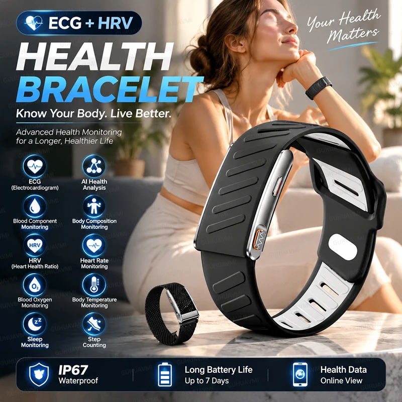 2026 NEW Fitness Tracker ECG+PPG Blood Oxygen Sport Smart Bracelet Heart Rate Blood Pressure Monitor Pedometer Smart Watch Band