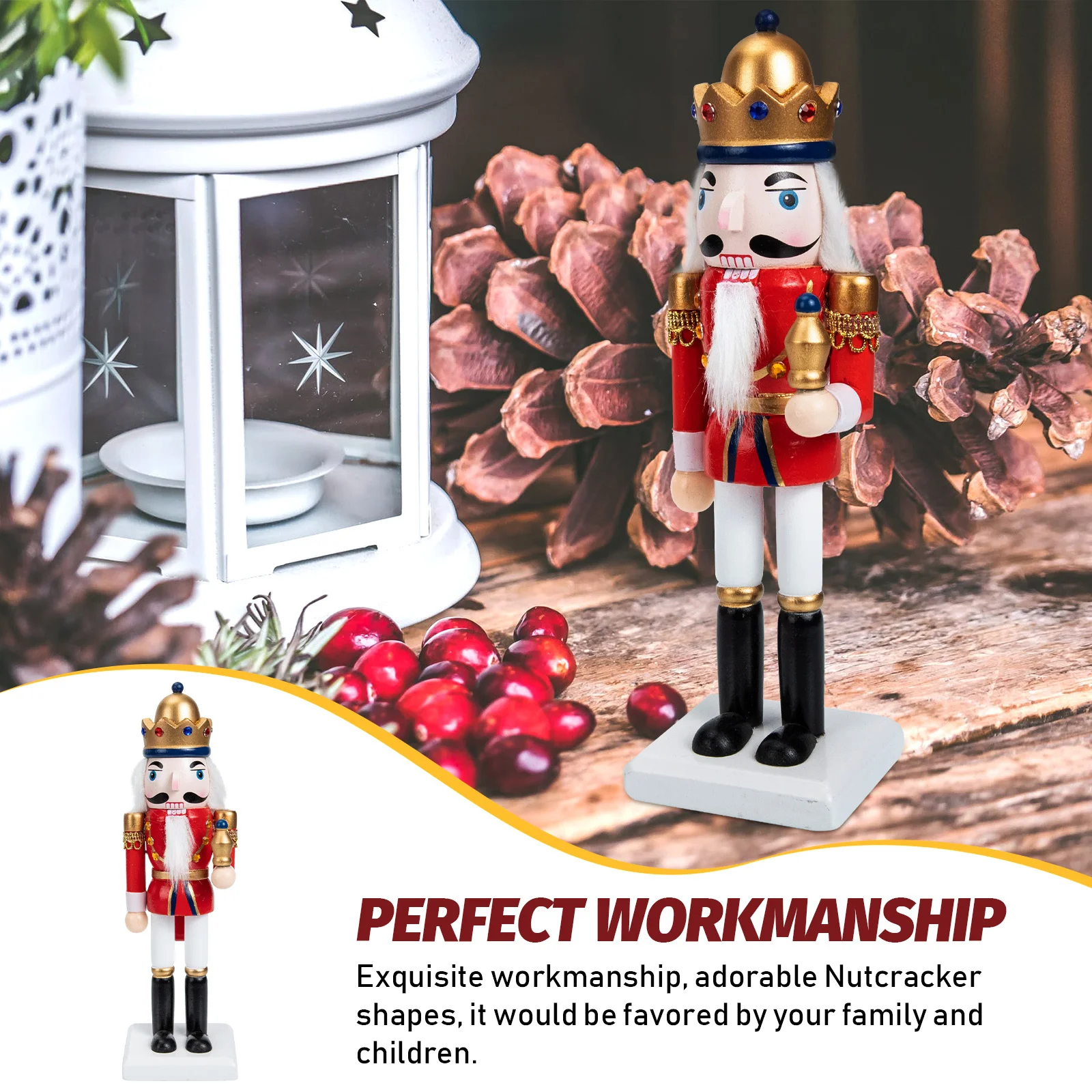 

Nutcracker Decor Wooden King Ornament Exquisite Craft Home Decoration Party Gift Adorable Cartoon Interior Ornament Household