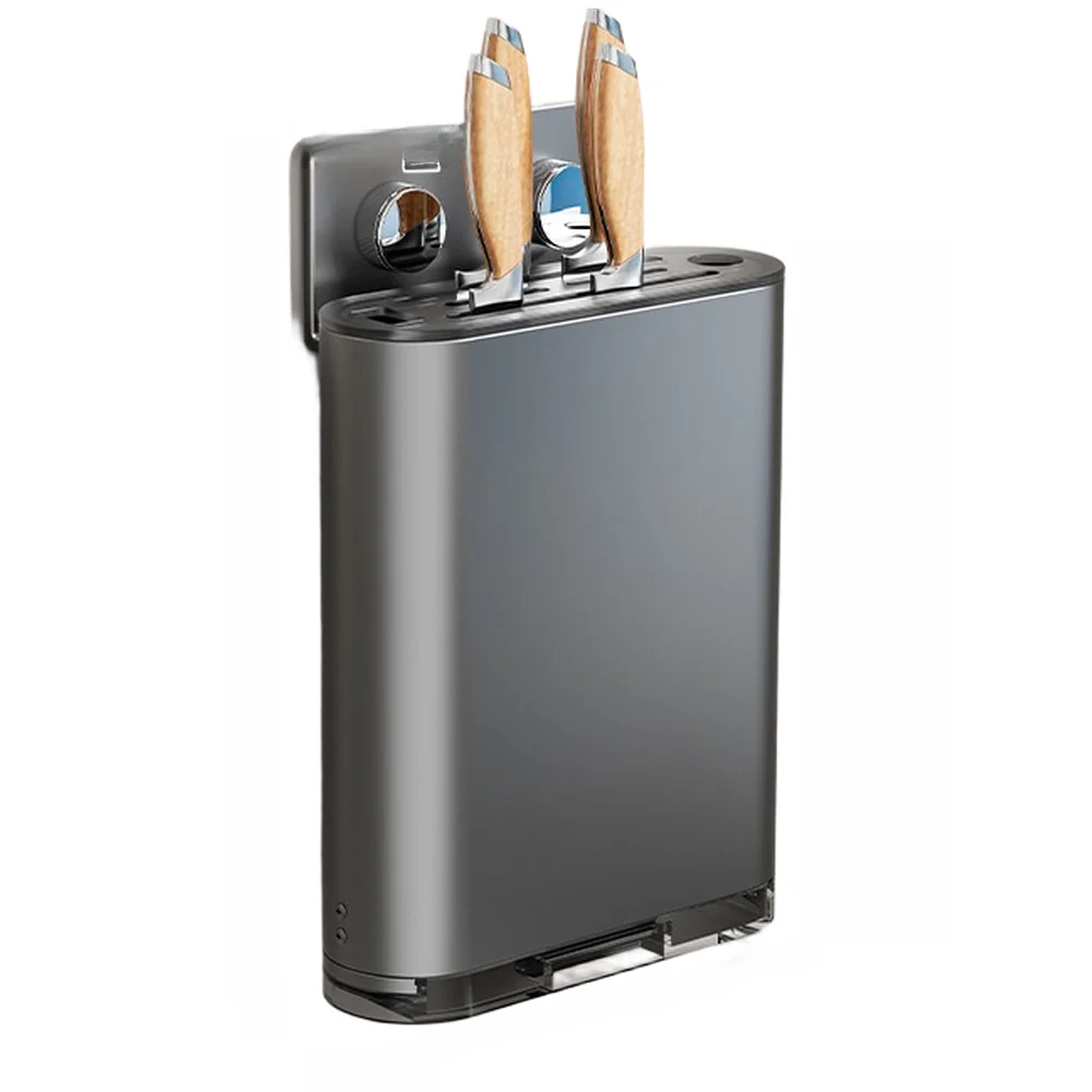 Wall Mounted Utensil Holder with Drain Tray for Spoons Chopsticks and Cooking Tools in Home Kitchens Using Mounting