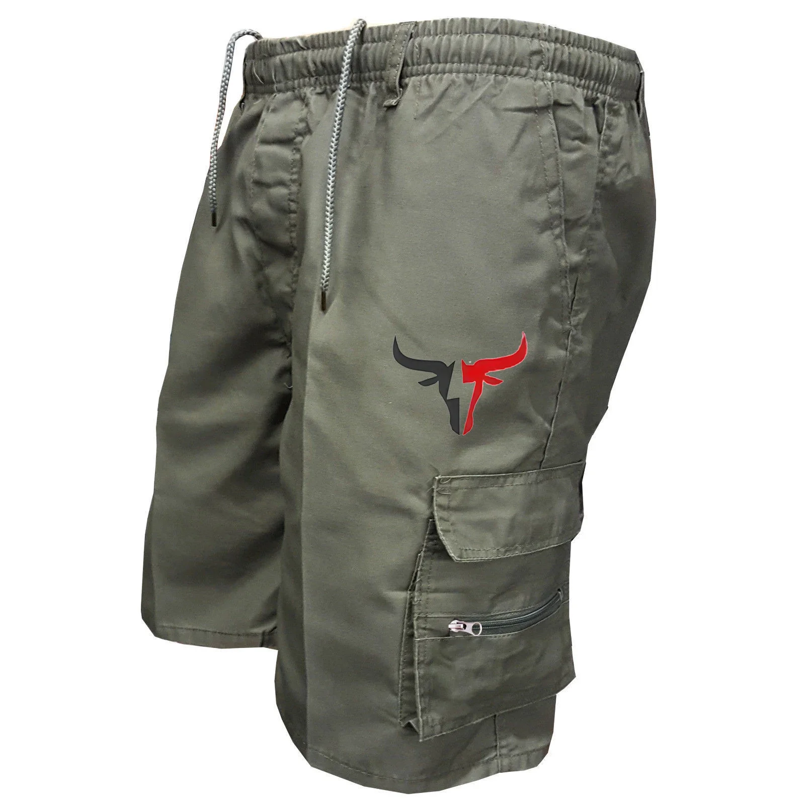

Outdoor Cargo Shorts Male Overalls Elastic Waist Cycling Shorts Multi-pockets Loose Work Shorts Quick Dry Sport Printed Trousers