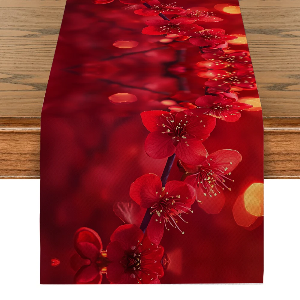 Plum Tree Red Table Runner Home Wedding Centerpieces Decoration Party Table Runners Dining Long Cloth