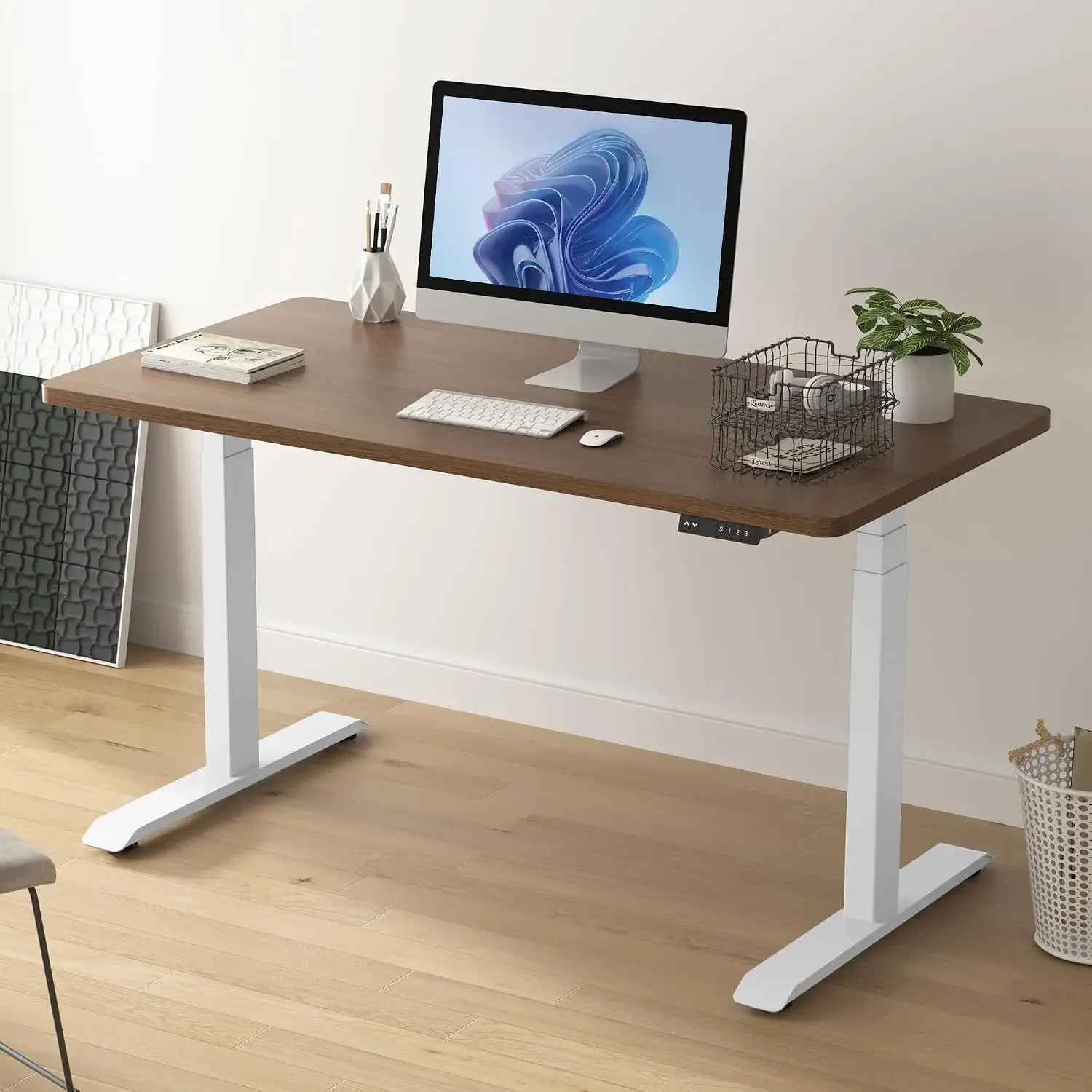 Dual Motor Electric Standing Desk Frame 3 Tier Legs Height Adjustable Handset with USB A+ C Ports Sit Stand up Desk Base