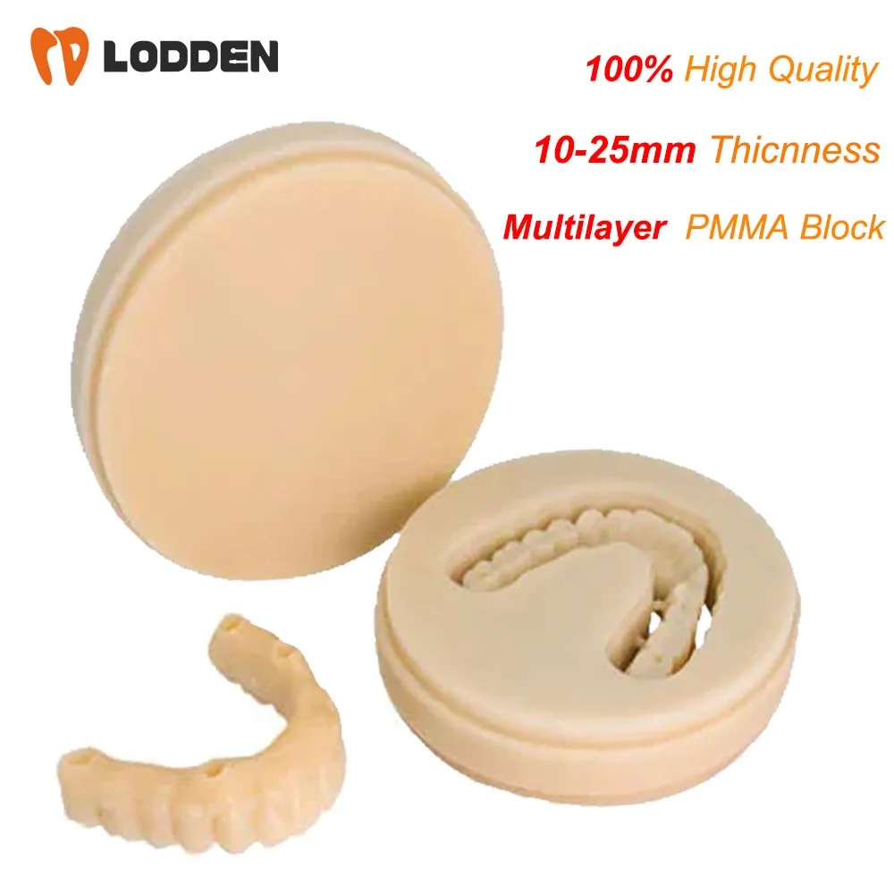 

Lodden Multilayer PMMA Blocks 98*10-25mm Dental Lab Milling Discs For Make Temporary Bridge Restorations Resin Block for CAD CAM