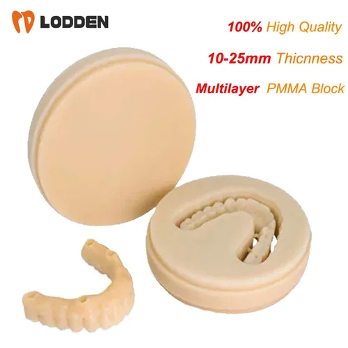 Imagen 1 del producto Lodden-bloques PMMA multicapa, discos de fresado de laboratorio Dental de 98x10-25mm para hacer restauraciones temporales de puente, bloque de resina para CAD CAM