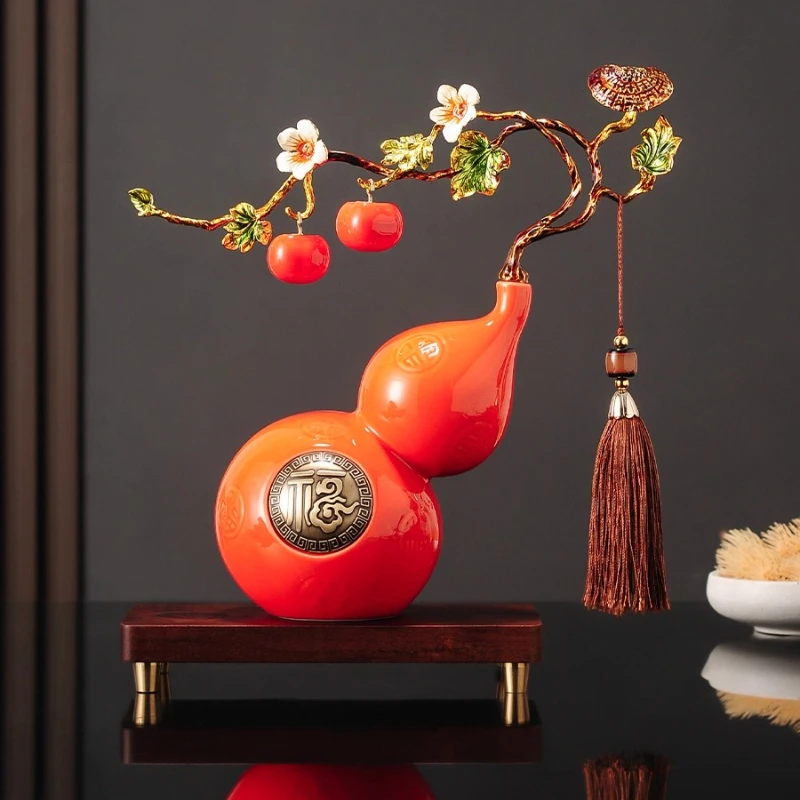 

Persimmon Ruyi gourd ornament high-end living room light luxury office entrance study crafts housewarming gift