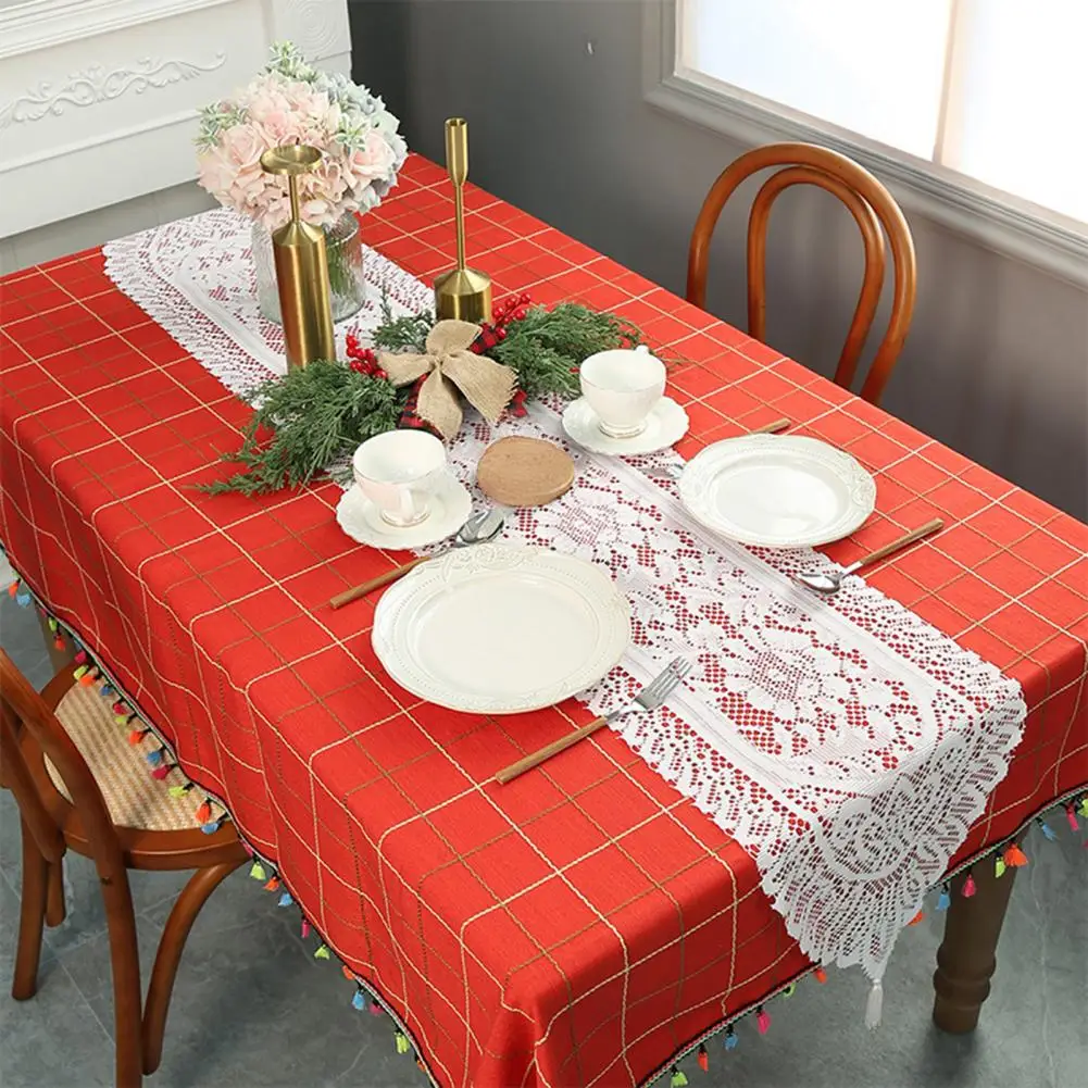 Dining Table Runner Retro Floral Lace Table Runner Boho Rustic Embroidery Tablecloth Elegant Wedding Bridal Shower Party Decor