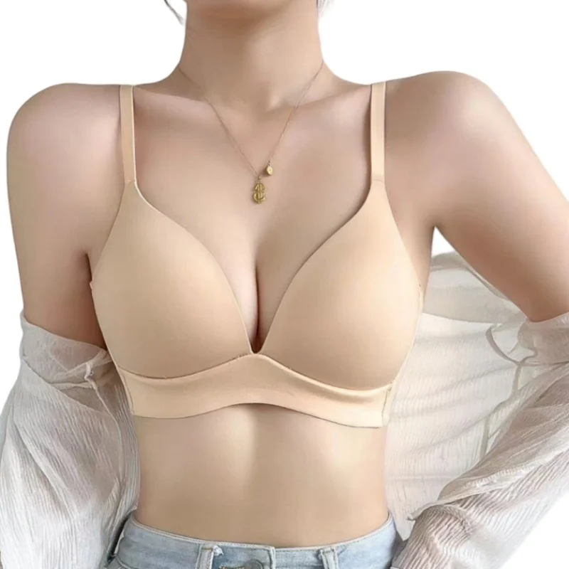 Women Seamless Deep V Push-Up Bra Plunge Comfort Lingerie Wireless Soft Support Underwear Adjustable Straps & U-Back Intimates