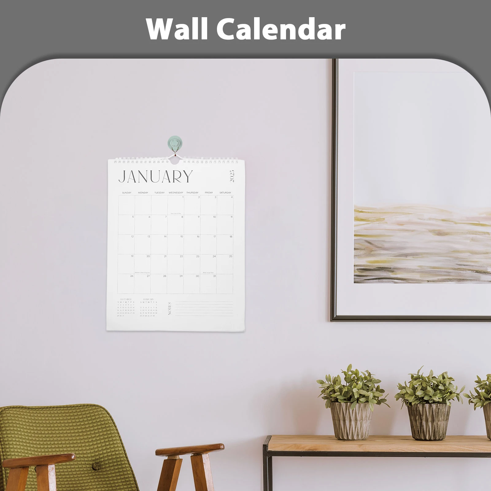

Hanging 18 Month Calendar Jan 2025 to Jun 2026 Minimalist Design Large Space for Notes Appointments Reminders Large Calendar