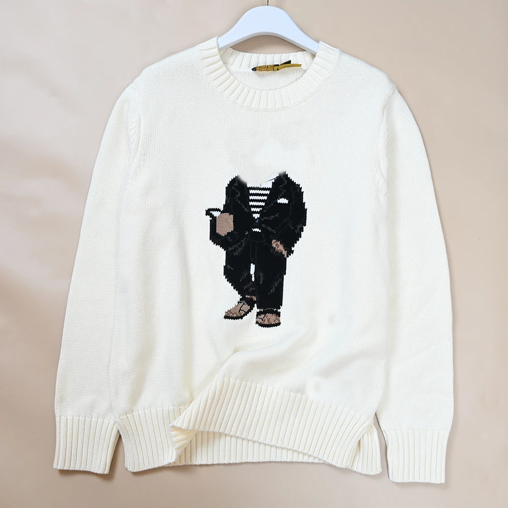 

Осень-зима ex Хлопковый вязаный длинный светящийся круглый свитер Ne с мультяшным узором Универсальная толстовка с капюшоном Удобная дышащая