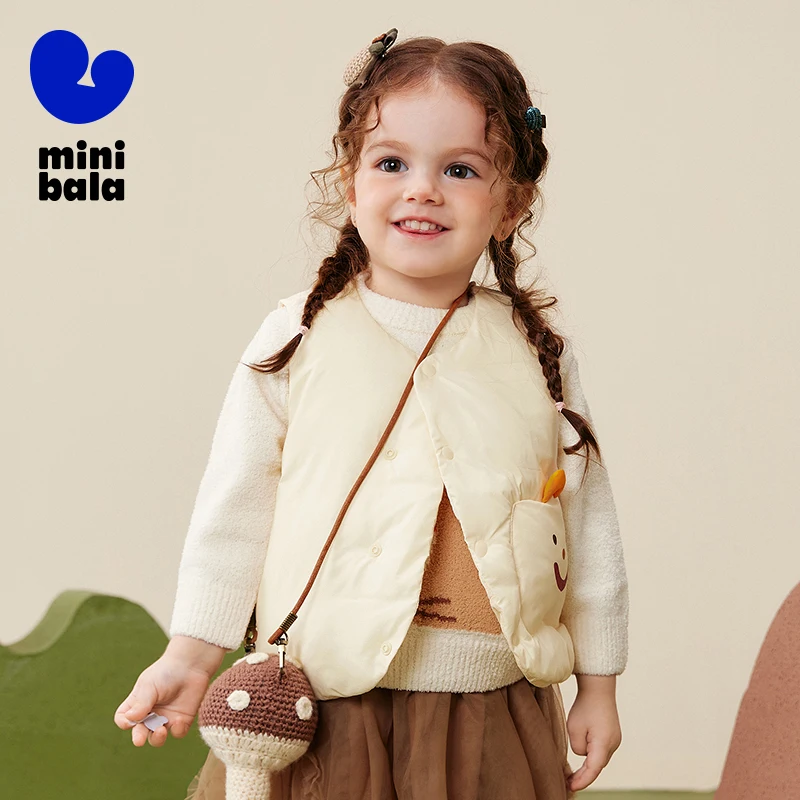 

Хлопковый жилет Mini Bala для девочек, новинка зимы 2025, милый теплый стеганый топ без рукавов