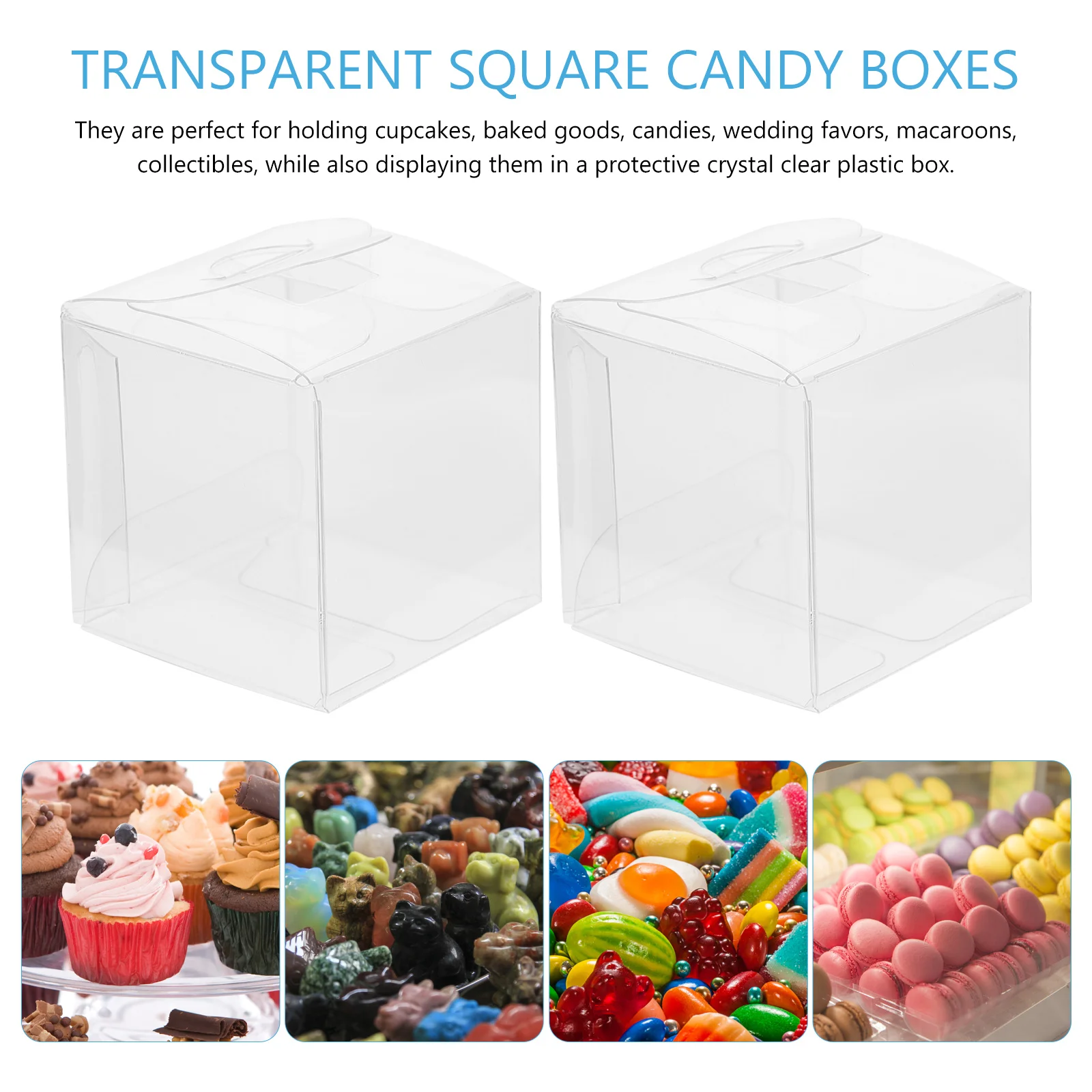 10pcs Transparent Cube Box Clear Candy Treat Box Plastic Gift Packing Box for Baby Shower Wedding Birthday Party - 10x10x10cm