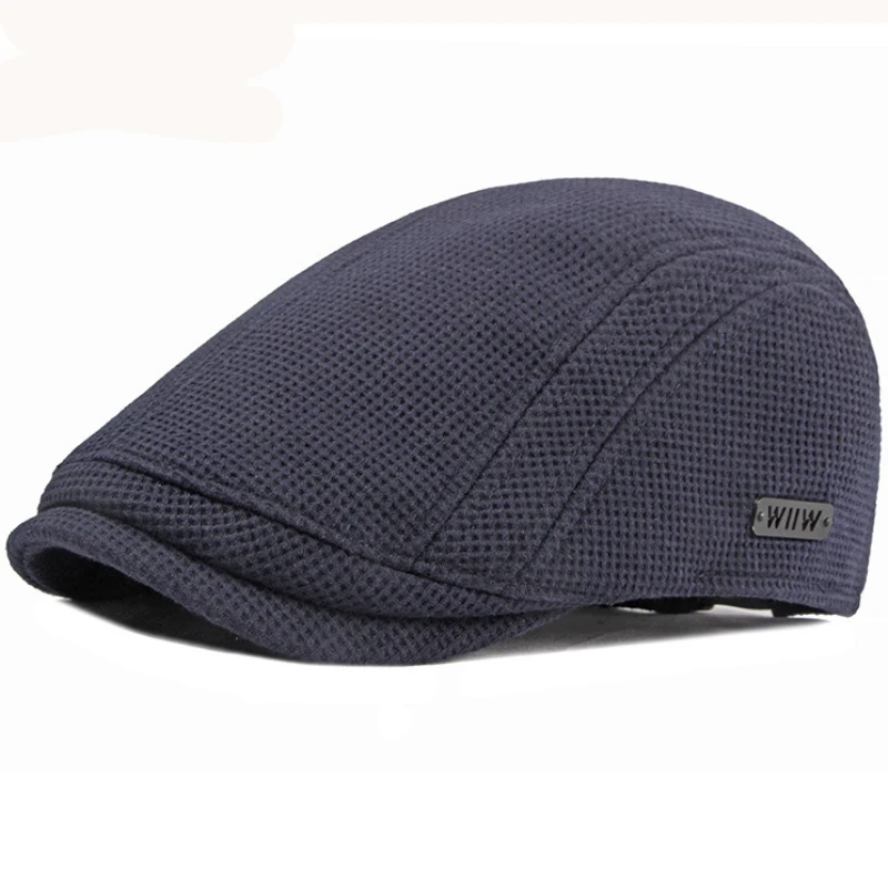 Ht1327 schwarz beige kaffee grau cabbie gastby flache kappe warm gestrickt herbst winter herren hüte britisch western stil beret caps
