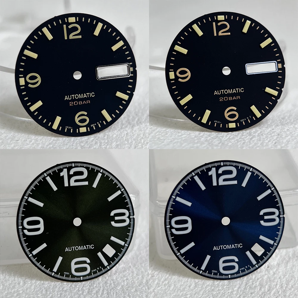 

28.5MM Sun Textured Frosted Texture Dial Green Luminous Dial Suitable For NH35/NH36 Movement Watch Dial Replacement Accessories