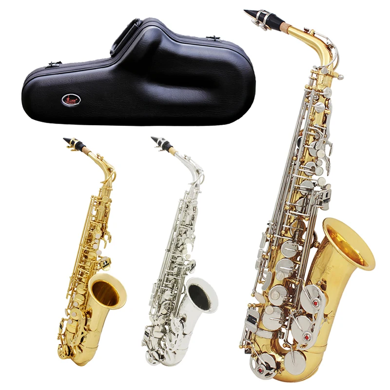 Suit High Quality Eb Nickel Plated Gold Silver Professional Metal Wind Instruments Alto Saxophone