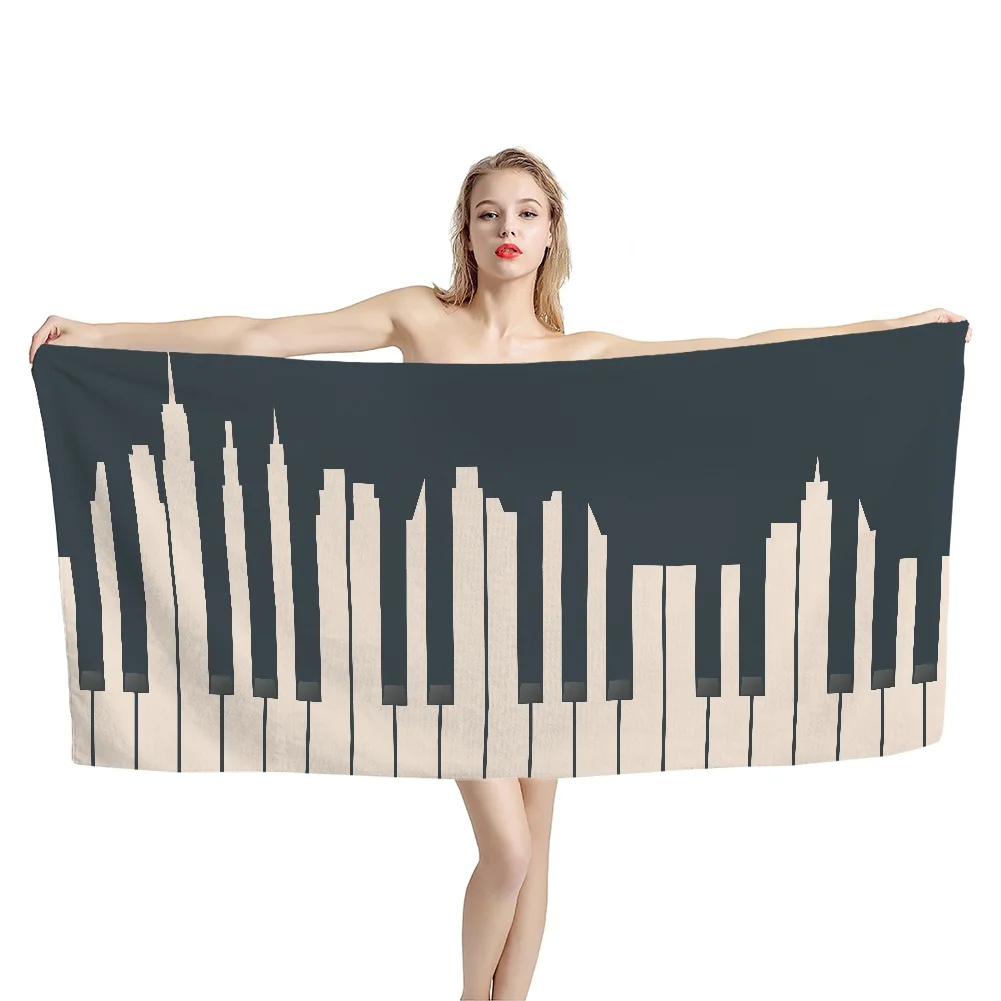 Women Men Soft Swimming Beach Towels Music Note Piano Pattern Printing Quick Dry Travel Sport Gym Yoga Blanket Absorbent Towel