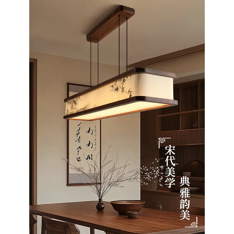 

Song Dynasty Aesthetics Oriental Song Yun Zen Rectangle Minimalist Restaurant Chandelier 1.8 meters Super Long Tea Room Light Ba
