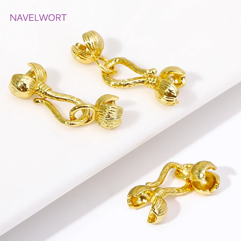 18K Gold Plated Brass Flower Design Hook Clasps,End Connectors Clasps For Jewelry Making DIY Necklaces Bracelets Accessories
