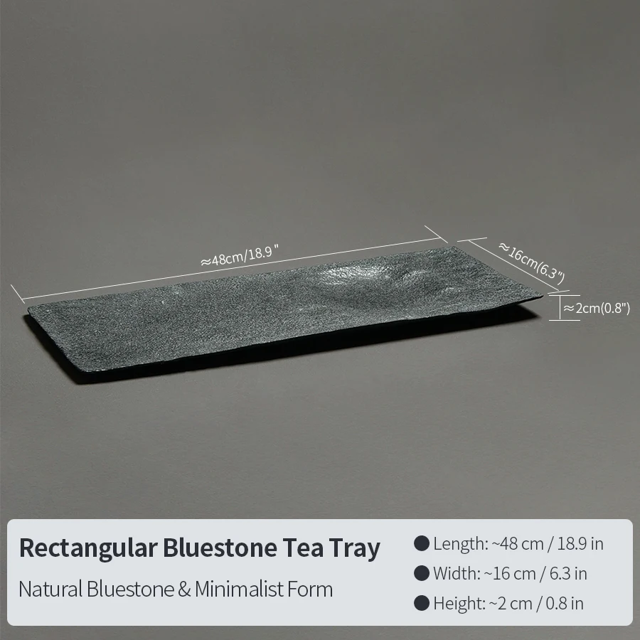 Tee Tablett Naturstein 48x16cm Handgeschnitzt Zen Teetablett Saugfähig Hitzebeständig Wabi-Sabi Wohndekoration Teezeremonie Geschenk Minimalistische Deko – Detail 6