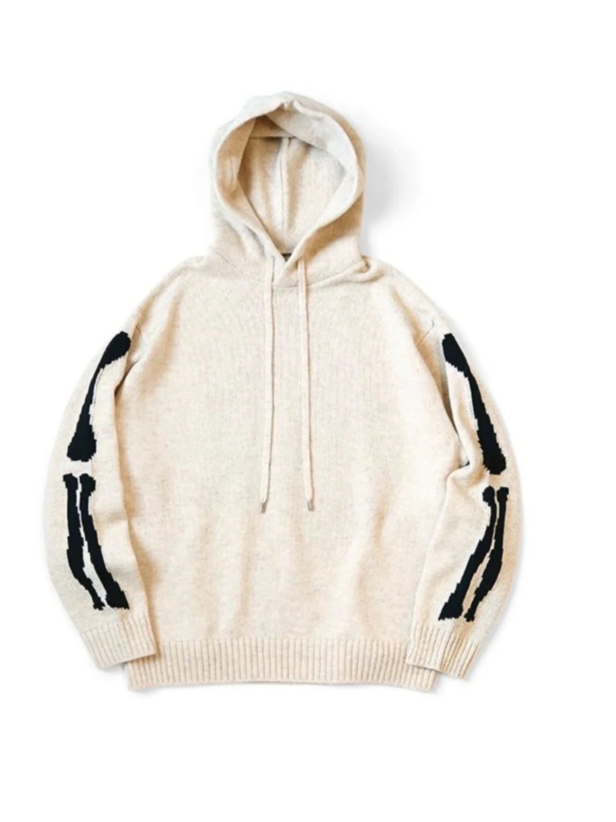 

Kapital 24Aw, японский повседневный двухцветный шерстяной вязаный свитер с капюшоном и вышивкой костей, свободный крой, молодежная модная зима...