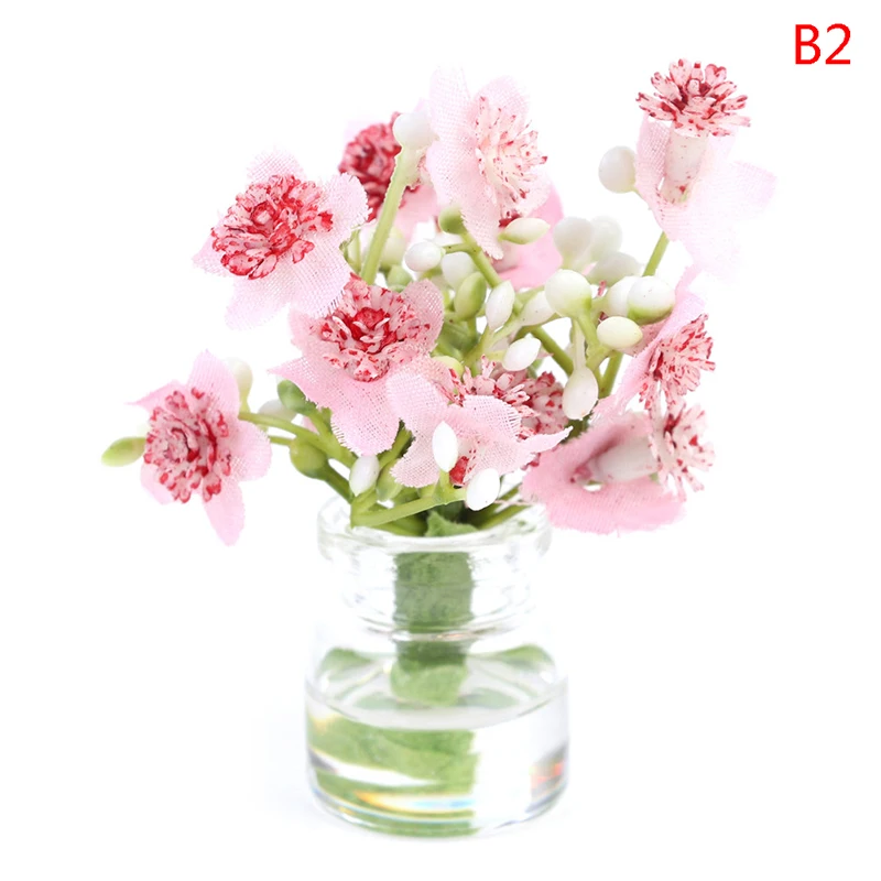 Mini Flower Bottle Wind Chimes Style Decor Glass Vase Hanging Vase With Home Decor Flower Plant Dollhouse Miniature