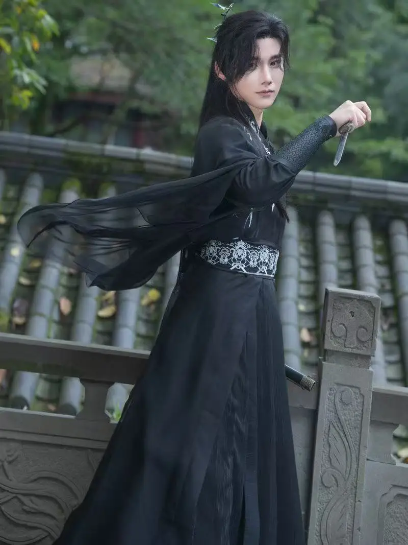 Ricami vintage Hanfu Uomo Donna Costume tradizionale da fata Spadaccino di Halloween Abbigliamento cosplay Abito di carnevale da palcoscenico di strada