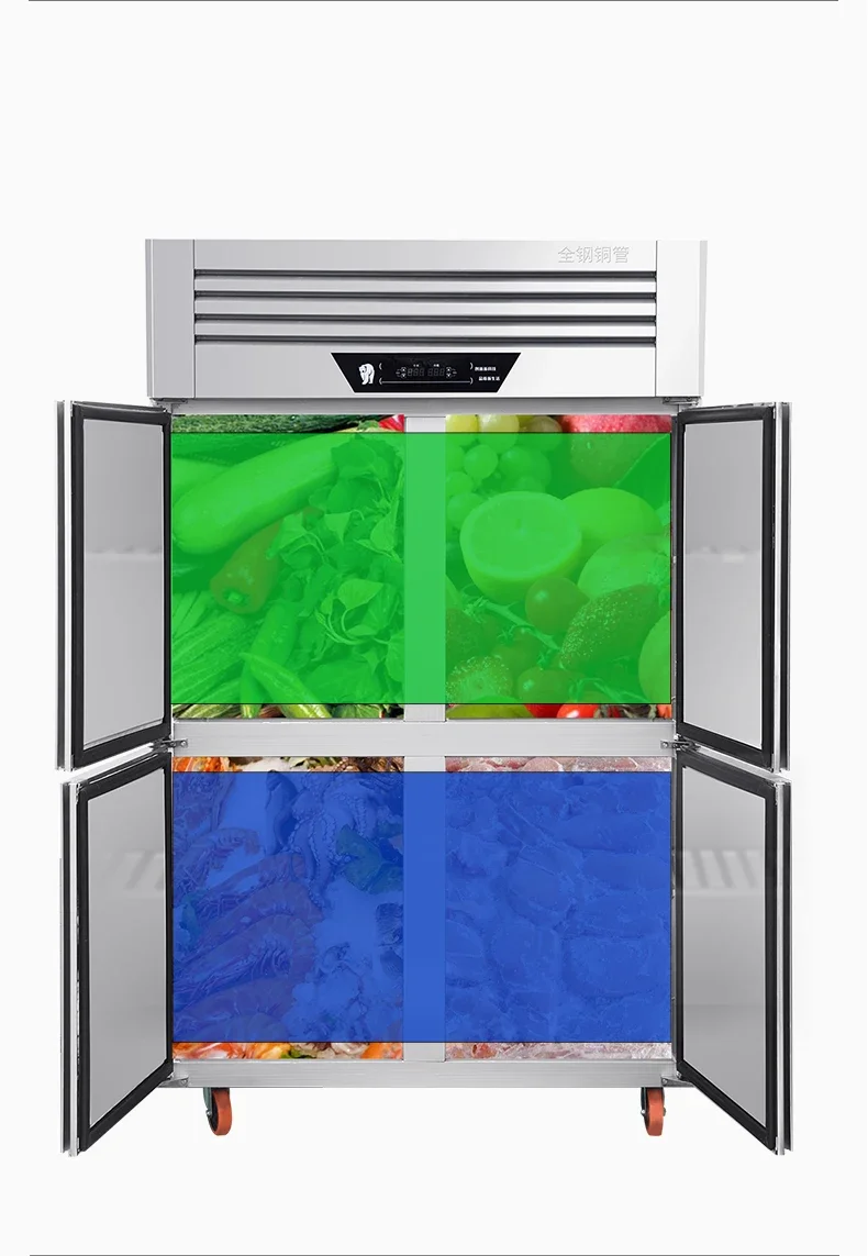 */ m Kitchen  Double Door 1000LRefrigerator  Large Capacity Freezer4 Doors Stainless Steel Commercial Refrigerator m