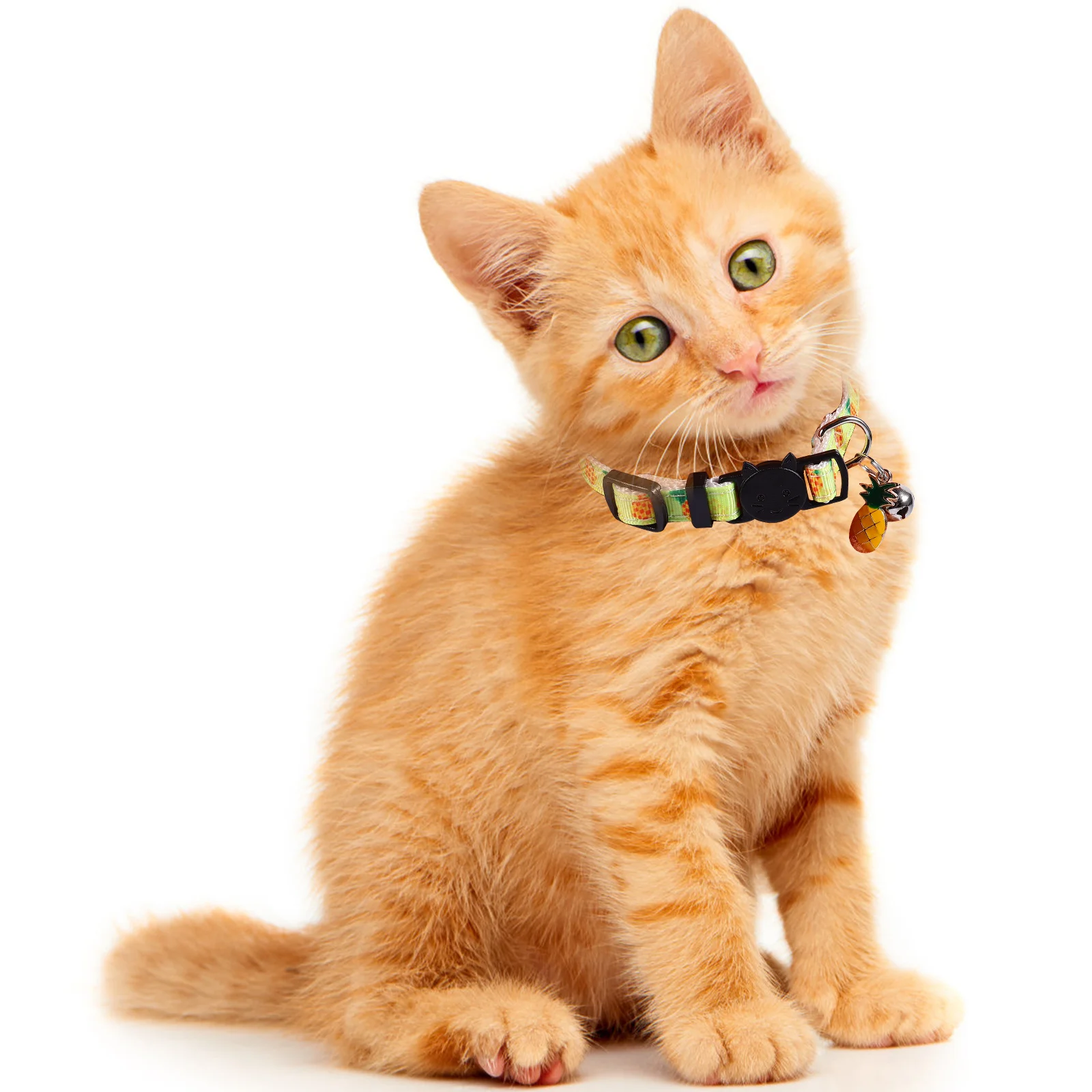 

4Pcs Premium Quality Fruit Cat Collar Comfortable Fabric Detachable Bell Elastic Strap Birthday Party Kitten Neck Decoration