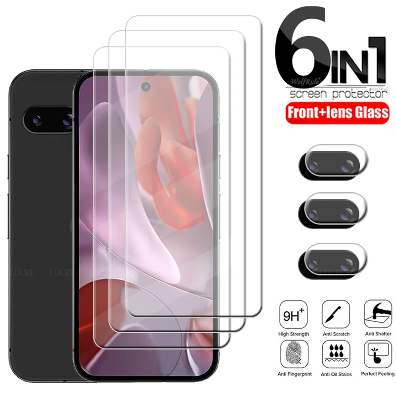 

6-in-1 For Google Pixel 9A Glass Pixel 9A Screen Protector 9H Cover Glue Protective Transparent Glass Google Pixel 9A Lens Glass