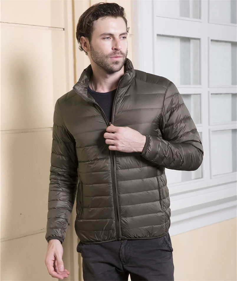 Newest Solid Business Men's Light Down Jacket Male Slim Fit Outerwear Men Zip Up Short Jacket Men Autumn Winter Men Clothing