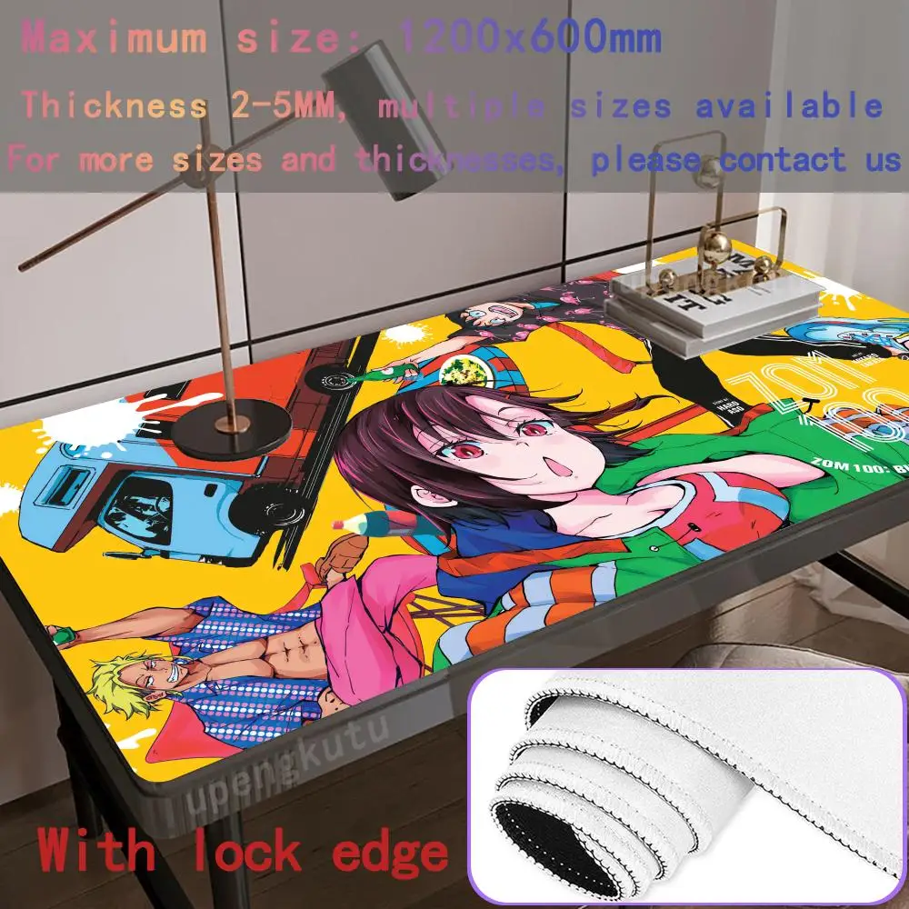 Gaming mats Gifts for boys Non-Slip Office gadgets Rubber Desk Edge locking XXL1200x600 Anime Zombie Zom 100 Mouse Holiday gifts