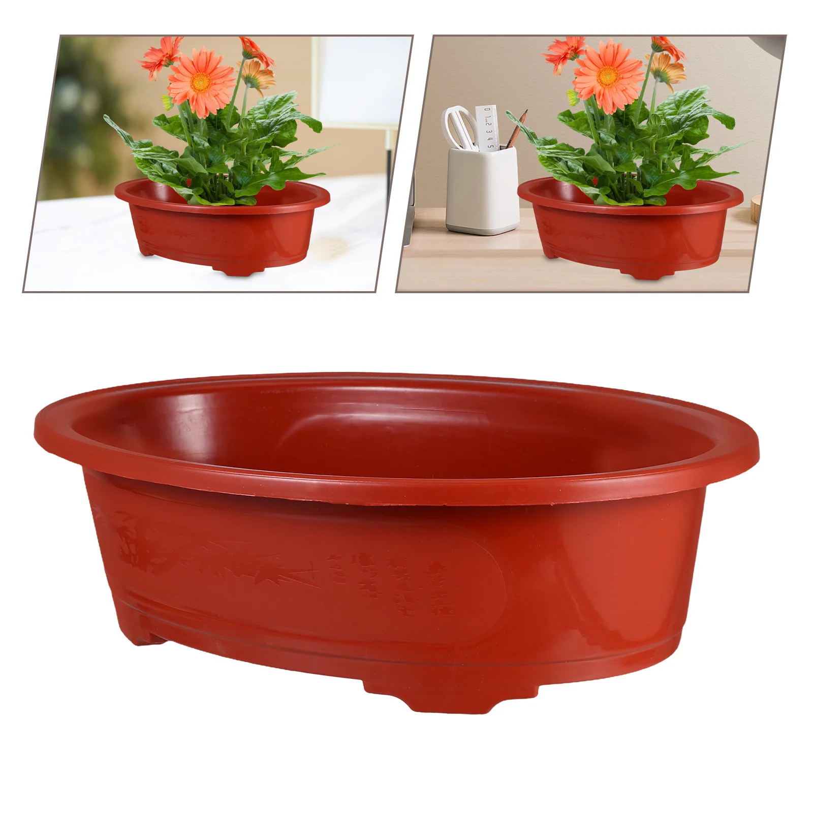 

2Pcs Sturdy Plastic Garden Pots Oval Shape Ideal for Indoor Outdoor Plants Decorative Containers with Excellent Drainage