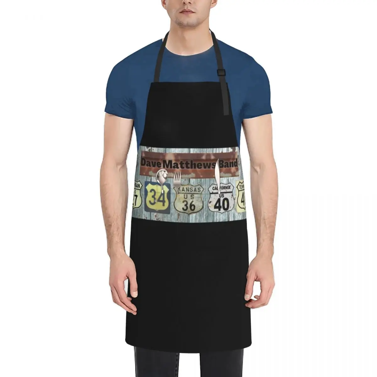 

Dave Matthews Band Numbered Song Titles Rusted Metal Road Signs Apron Kitchen Household Items New year's Apron