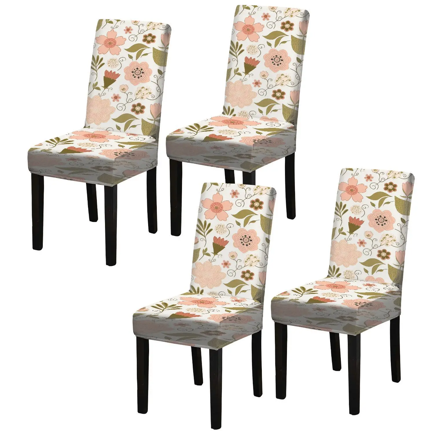 Stretchy dining chair cover, removable and washable home decoration items, French pastoral floral print pattern