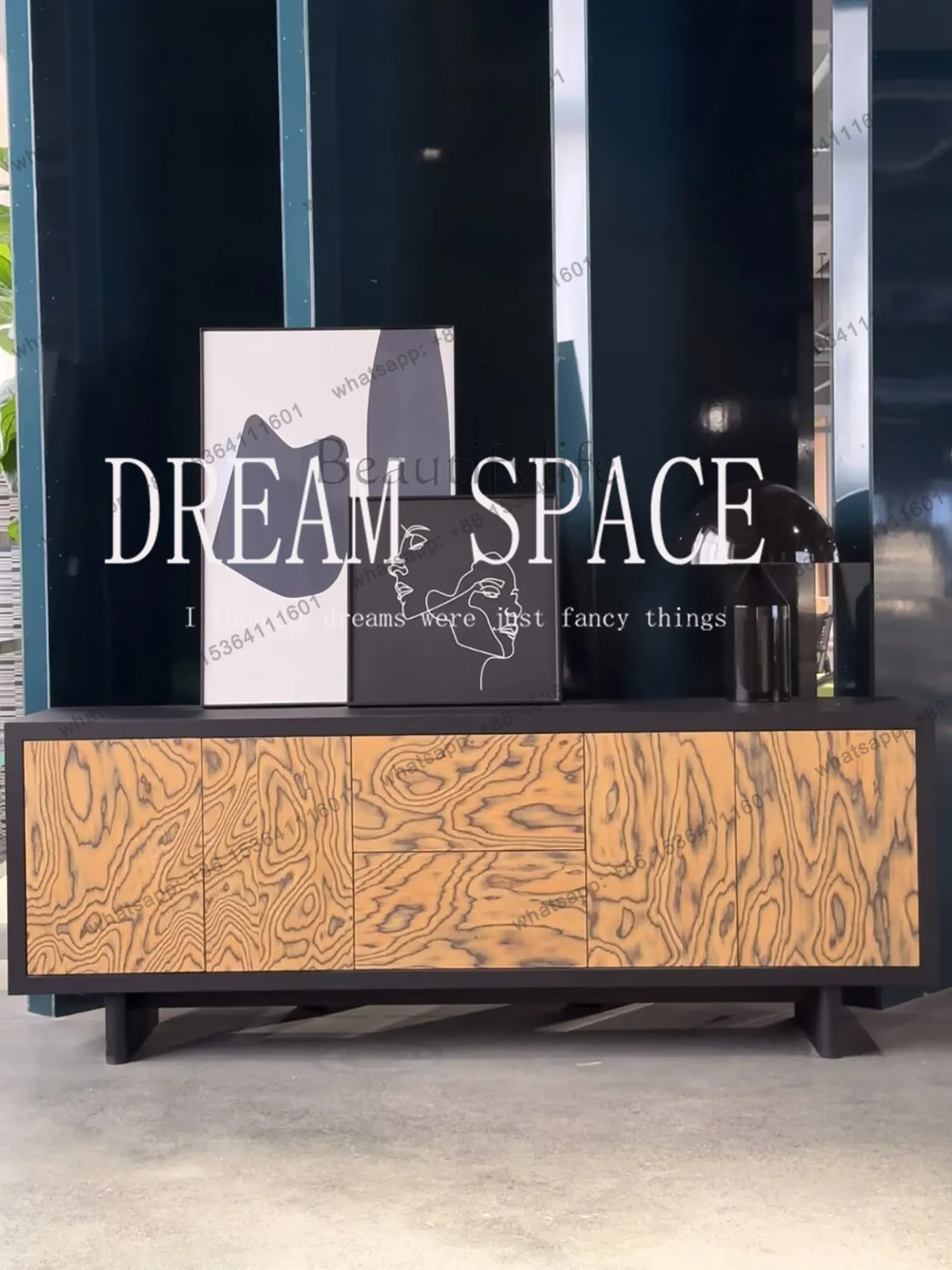 

ld25 French Style Used Solid Wood Burl Pattern TV Cabinet Simple Living Room Storage Cabinet