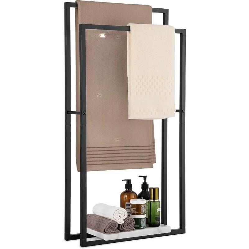 Double bathroom towel rack, floor-to-ceiling floor blanket rack