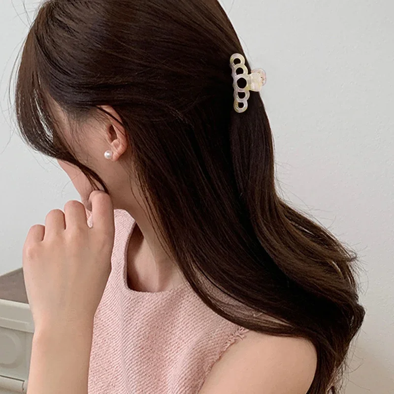 2023 Korean Style Acetate Fashion Women Hair Claw Hair Clips Fashion Hollow Circle Ponytail Mini Kids Hair Accessories Headwear