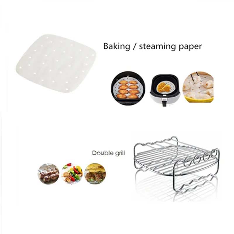 Akcesoria do frytkownicy beztłuszczowej 2025+, zestaw 11 sztuk, kompatybilny z frytkownicami beztłuszczowymi o średnicy 7 cali i innymi kwadratowymi frytkownicami.