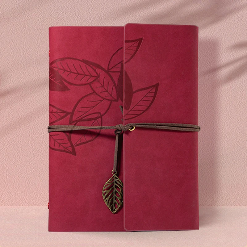 Leather Photo Album Photographs Scrapbook Book Ring Binder Photo Albums Self-adhesive Memory Books 8 inch Gifts Leaves Printed