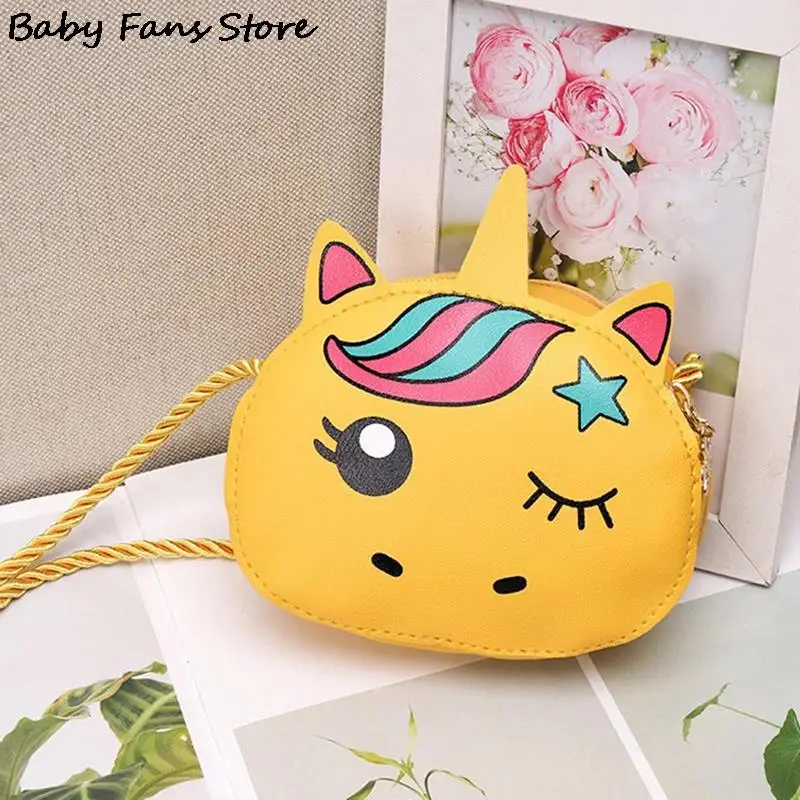 Kids Leather Shoulder Purse Children Mini Storage Bags Cartoon Lovely Coin Wallet Braid Strap Handbags Unicorn Crossbody Bag