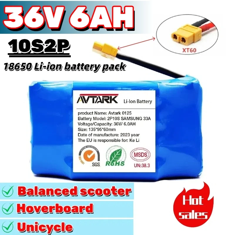 

Original 36v 10S2P 6.0Ah 18650 Rechargeable Lithium Battery Suitable for Electric Self Balancing Scooter Hoverboard Batteries