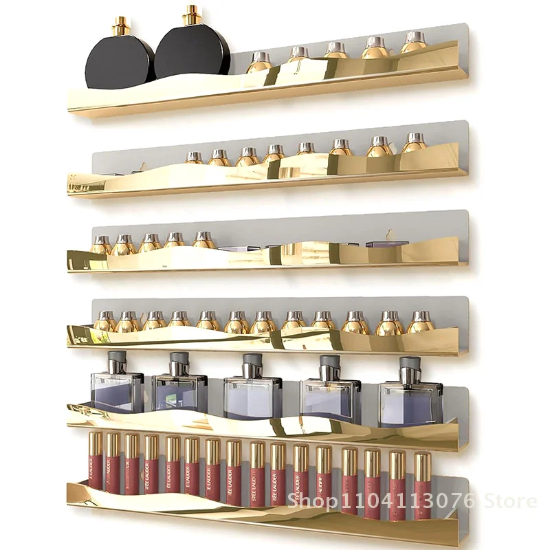 

2Pcs 15" Nail Polish Rack Wall Mounted Shelf Gold Silver Acrylic Organizer Nail Supplies For Nail Techs,Great Display