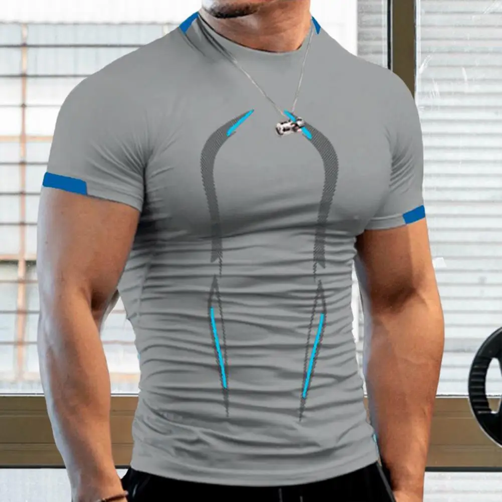 

Sports T-shirt Men Slim Fit Fitness Tee Top Soccer Jersey Tight T-shirt Quick Drying Summer Running Compression T-shirt Men Tees