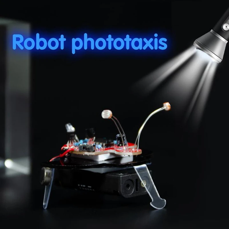 Mini Robô Fotossensível Firefly, Aprendizagem Eletrônica, Kit DIY, Luz Respirante Cauda