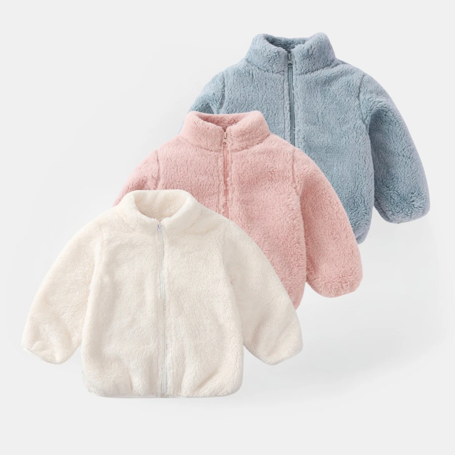 Mode Beliebte kinder Einfarbig Plüsch Mantel Herbst Winter Kinder Warme Jacke Kleinkind Kostüm Mantel Kinder Oberbekleidung Tops