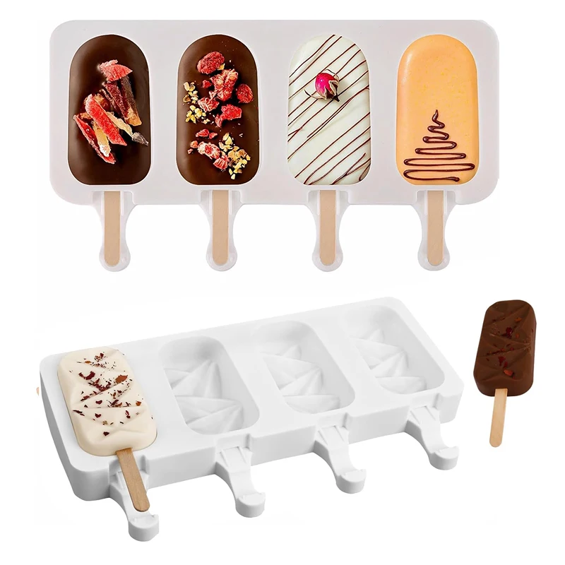 Eis Am Stiel Silikon Form Diamant Eis Form Hausgemachte Herz Kuchen Pop Cakesicles Maker Küche Zubehör Werkzeuge Holz Stick