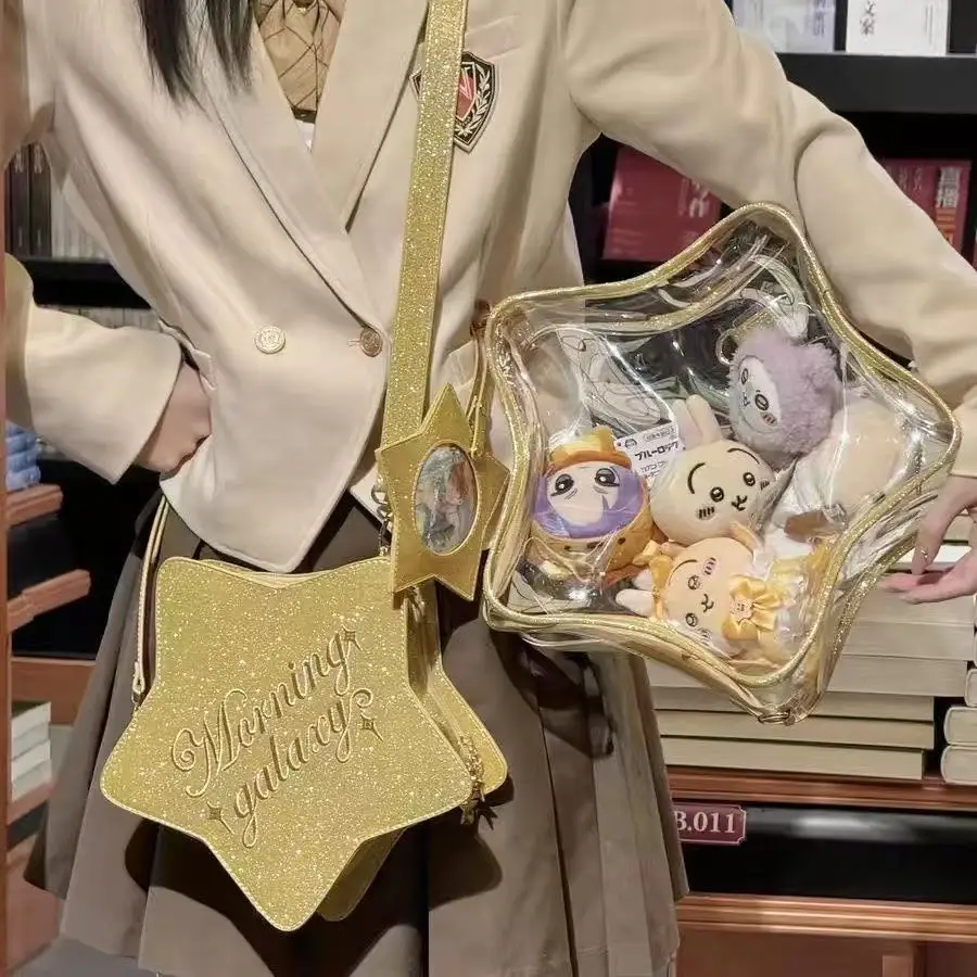 Y2K Cute Bling Star Ita Crossbody Bag Harajuku Girl Transparent Mini Backpack Fashion Shoulder Bag Sweet Ladies Fun Combo Purses view 3