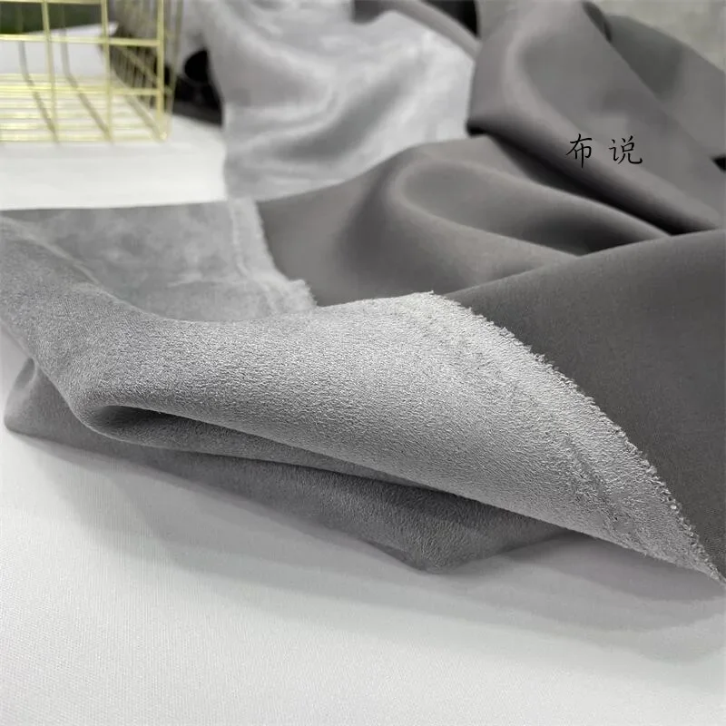 Suede Fabric Air Layer Dark Gray Elastic Thick Skirt Jacket Wholesale Cloth Diy Apaprel Sewing Fabric Meters Polyester Material