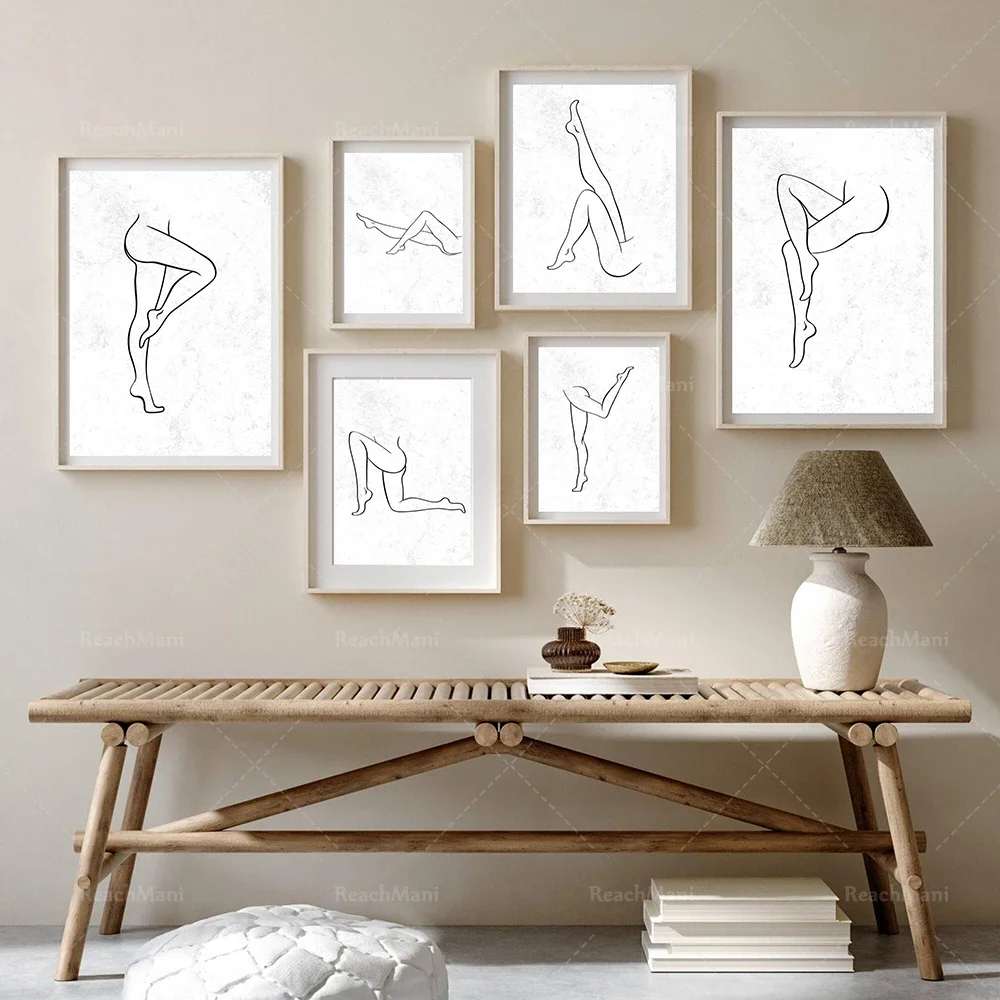 Leg line art poster, female leg print, line art print, female body print, minimal art leg print, abstract art wall decor