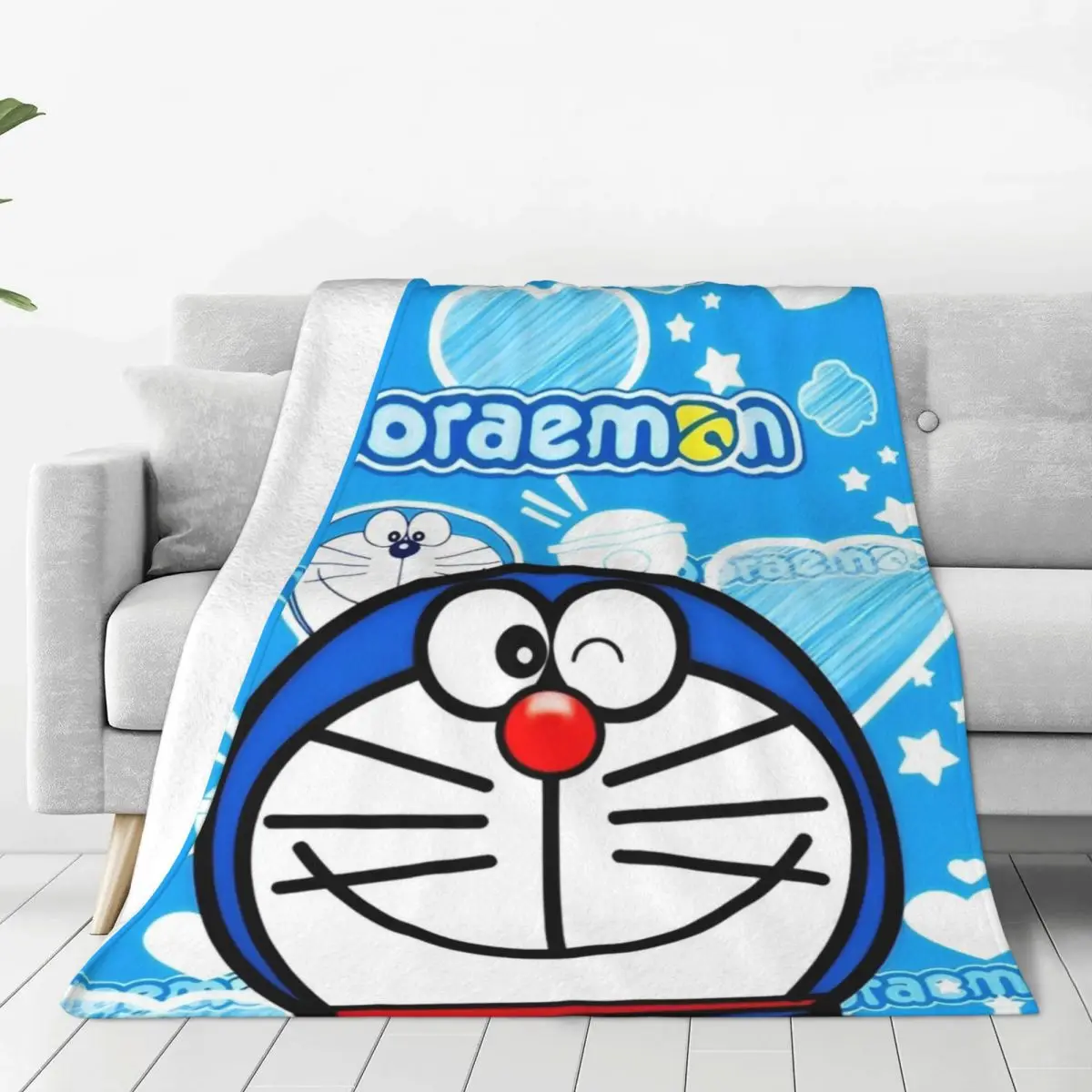 Super Warm Blanket Travel Office Cartoon D-Doraemon Throw Blanket Flannel Bedspread For Couch Bed Print Sofa Bed Cover