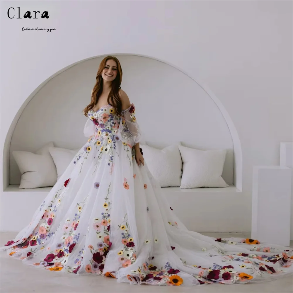 

Clara Custom Flower A Line Sweetheart Off the Shoulder Luxurious Women's Evening Dresses 2025 Luxury Women's Elegant Party Dress
